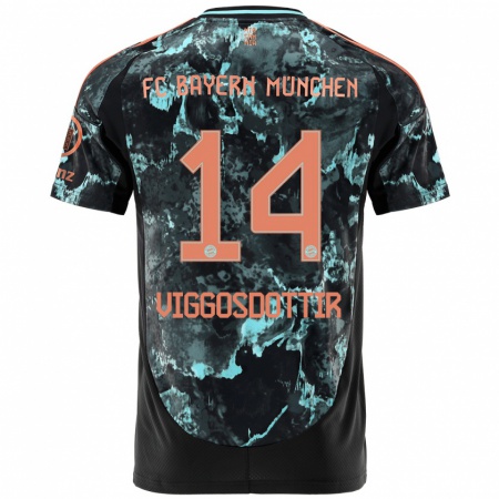 Kandiny Bambino Maglia Glodis Perla Viggosdottir #14 Nero Kit Gara Away 2024/25 Maglietta