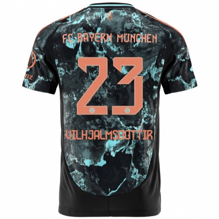 Kandiny Bambino Maglia Karolina Lea Vilhjalmsdottir #23 Nero Kit Gara Away 2024/25 Maglietta