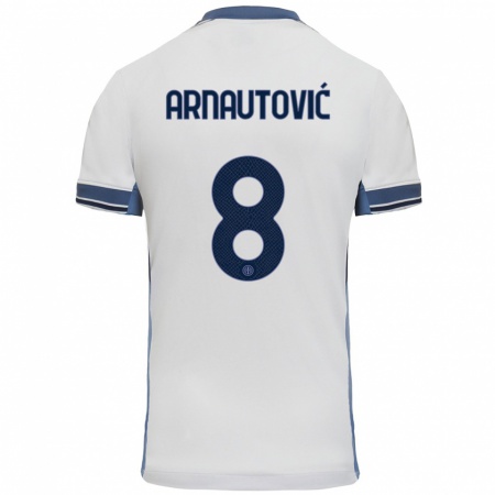 Kandiny Niño Camiseta Marko Arnautovic #8 Blanco Gris 2ª Equipación 2024/25 La Camisa