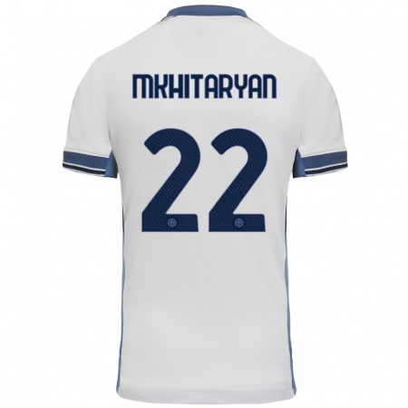 Kandiny Kinderen Henrikh Mkhitaryan #22 Wit Grijs Uitshirt Uittenue 2024/25 T-Shirt