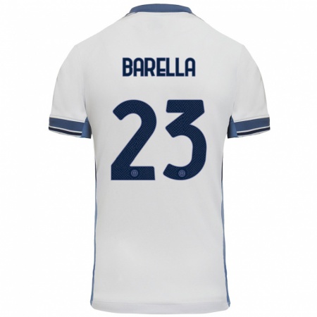 Kandiny Kinderen Nicolò Barella #23 Wit Grijs Uitshirt Uittenue 2024/25 T-Shirt