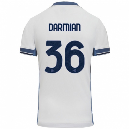 Kandiny Kinderen Matteo Darmian #36 Wit Grijs Uitshirt Uittenue 2024/25 T-Shirt