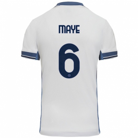 Kandiny Bambino Maglia Yvan Maye #6 Bianco Grigio Kit Gara Away 2024/25 Maglietta