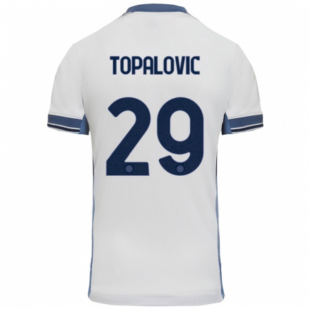 Kandiny Bambino Maglia Luka Topalovic #29 Bianco Grigio Kit Gara Away 2024/25 Maglietta