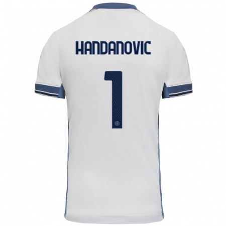 Kandiny Kinderen Samir Handanovic #1 Wit Grijs Uitshirt Uittenue 2024/25 T-Shirt