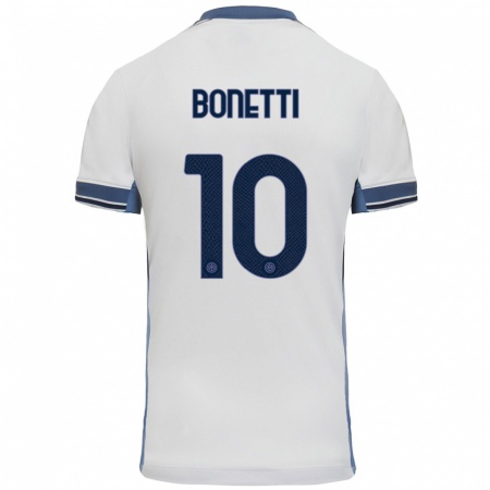 Kandiny Bambino Maglia Tatiana Bonetti #10 Bianco Grigio Kit Gara Away 2024/25 Maglietta