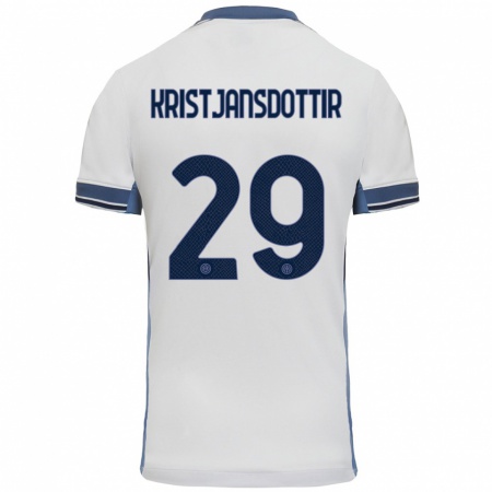 Kandiny Kinderen Anna Bjork Kristjansdottir #29 Wit Grijs Uitshirt Uittenue 2024/25 T-Shirt