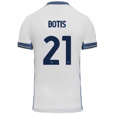 Kandiny Bambino Maglia Nikolaos Botis #21 Bianco Grigio Kit Gara Away 2024/25 Maglietta