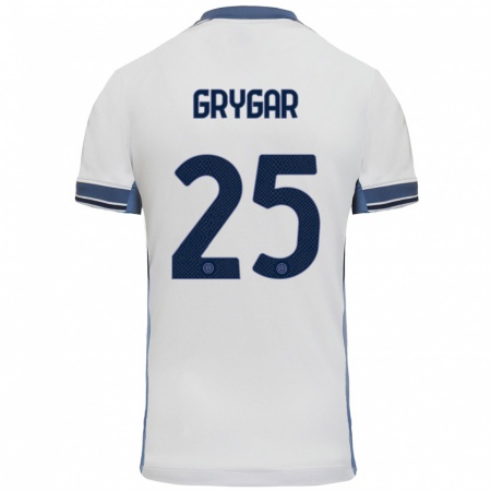 Kandiny Kinderen Samuel Grygar #25 Wit Grijs Uitshirt Uittenue 2024/25 T-Shirt