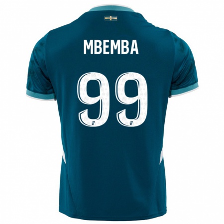 Kandiny Kinderen Chancel Mbemba #99 Turkoois Blauw Uitshirt Uittenue 2024/25 T-Shirt