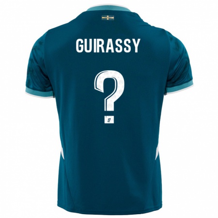 Kandiny Bambino Maglia Moctar Guirassy #0 Turchese Blu Kit Gara Away 2024/25 Maglietta