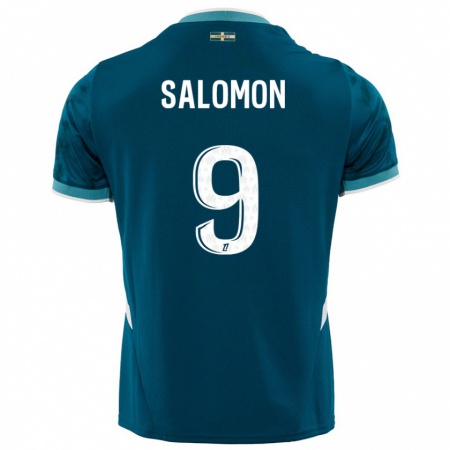 Kandiny Bambino Maglia Maeva Salomon #9 Turchese Blu Kit Gara Away 2024/25 Maglietta