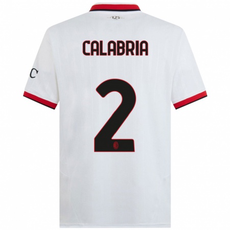 Kandiny Kinderen Davide Calabria #2 Wit Zwart Rood Uitshirt Uittenue 2024/25 T-Shirt