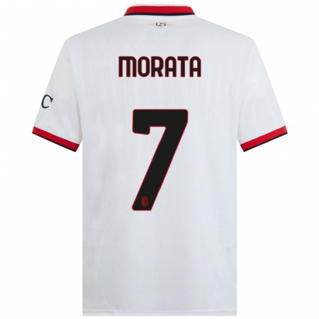 Kandiny Kinderen Álvaro Morata #7 Wit Zwart Rood Uitshirt Uittenue 2024/25 T-Shirt