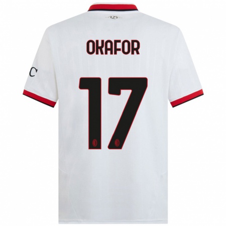 Kandiny Bambino Maglia Noah Okafor #17 Bianco Nero Rosso Kit Gara Away 2024/25 Maglietta