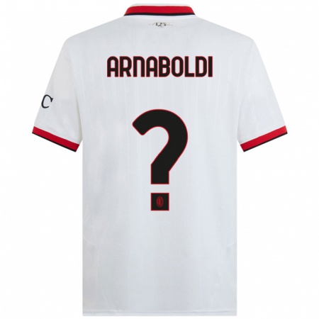 Kandiny Bambino Maglia Pietro Arnaboldi #0 Bianco Nero Rosso Kit Gara Away 2024/25 Maglietta