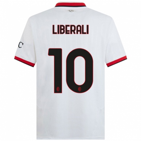 Kandiny Bambino Maglia Mattia Liberali #10 Bianco Nero Rosso Kit Gara Away 2024/25 Maglietta