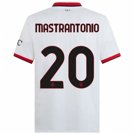 Kandiny Kinderen Davide Mastrantonio #20 Wit Zwart Rood Uitshirt Uittenue 2024/25 T-Shirt