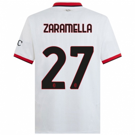 Kandiny Bambino Maglia Mattia Zaramella #27 Bianco Nero Rosso Kit Gara Away 2024/25 Maglietta