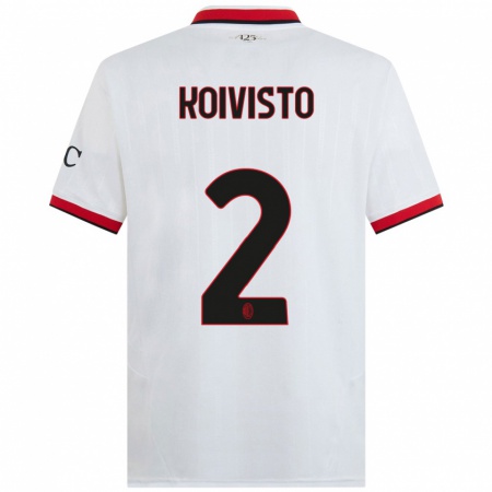 Kandiny Bambino Maglia Emma Koivisto #2 Bianco Nero Rosso Kit Gara Away 2024/25 Maglietta