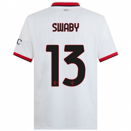 Kandiny Bambino Maglia Allyson Swaby #13 Bianco Nero Rosso Kit Gara Away 2024/25 Maglietta