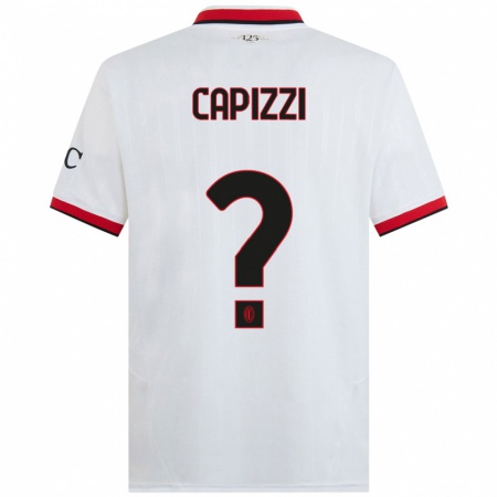 Kandiny Bambino Maglia Edoardo Capizzi #0 Bianco Nero Rosso Kit Gara Away 2024/25 Maglietta