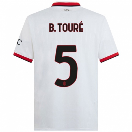 Kandiny Bambino Maglia Fode Ballo-Toure #5 Bianco Nero Rosso Kit Gara Away 2024/25 Maglietta