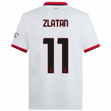 Kandiny Kinderen Zlatan Ibrahimovic #11 Wit Zwart Rood Uitshirt Uittenue 2024/25 T-Shirt