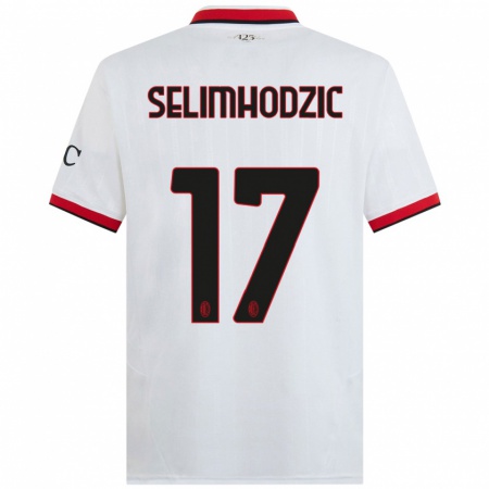 Kandiny Bambino Maglia Noa Selimhodzic #17 Bianco Nero Rosso Kit Gara Away 2024/25 Maglietta