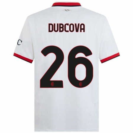 Kandiny Bambino Maglia Michaela Dubcova #26 Bianco Nero Rosso Kit Gara Away 2024/25 Maglietta