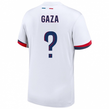 Kandiny Bambino Maglia Johnny Gaza #0 Bianco Blu Rosso Kit Gara Away 2024/25 Maglietta