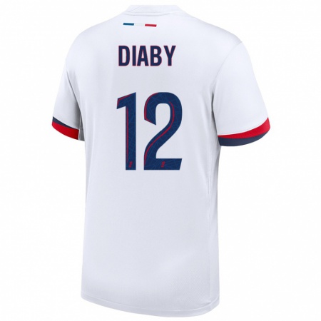 Kandiny Kinderen Ibrahima Diaby #12 Wit Blauw Rood Uitshirt Uittenue 2024/25 T-Shirt