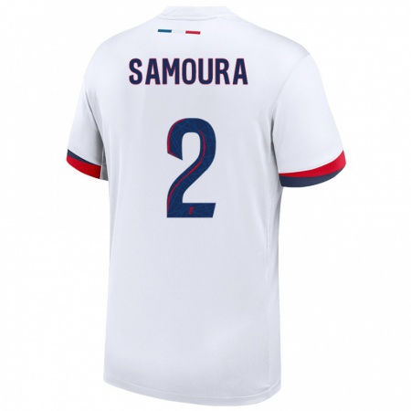 Kandiny Bambino Maglia Thiniba Samoura #2 Bianco Blu Rosso Kit Gara Away 2024/25 Maglietta