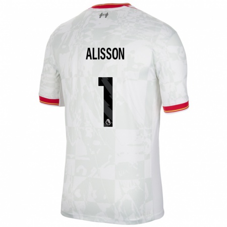 Kandiny Niño Camiseta Alisson #1 Blanco Rojo Negro Equipación Tercera 2024/25 La Camisa