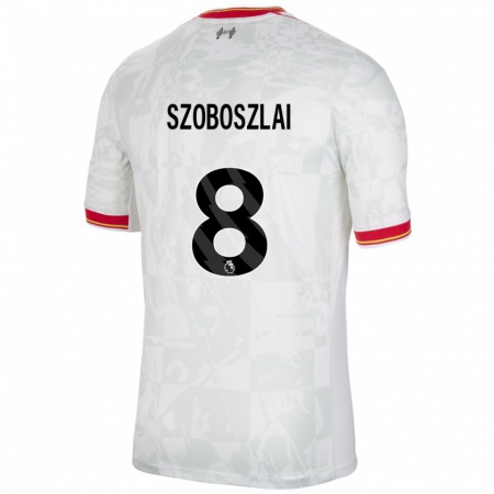 Kandiny Kinderen Dominik Szoboszlai #8 Wit Rood Zwart Thuisshirt Derde Tenue 2024/25 T-Shirt