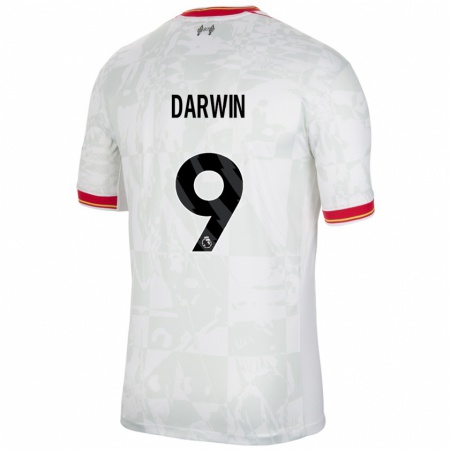 Kandiny Niño Camiseta Darwin Núñez #9 Blanco Rojo Negro Equipación Tercera 2024/25 La Camisa