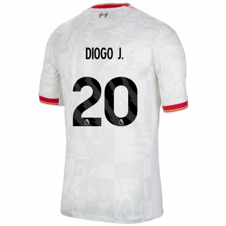 Kandiny Kinderen Diogo Jota #20 Wit Rood Zwart Thuisshirt Derde Tenue 2024/25 T-Shirt