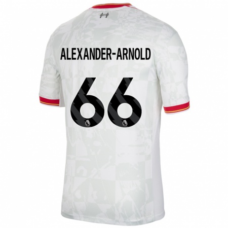 Kandiny Niño Camiseta Trent Alexander-Arnold #66 Blanco Rojo Negro Equipación Tercera 2024/25 La Camisa