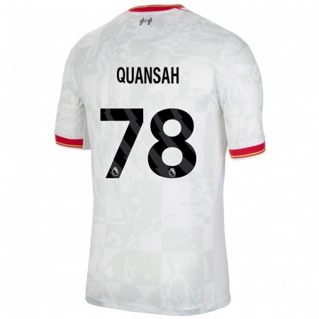 Kandiny Niño Camiseta Jarell Quansah #78 Blanco Rojo Negro Equipación Tercera 2024/25 La Camisa