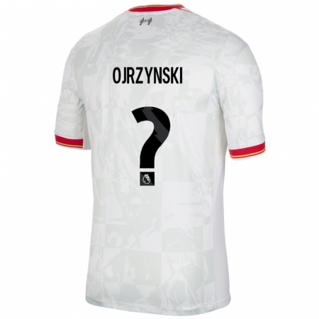 Kandiny Niño Camiseta Jakub Ojrzynski #0 Blanco Rojo Negro Equipación Tercera 2024/25 La Camisa