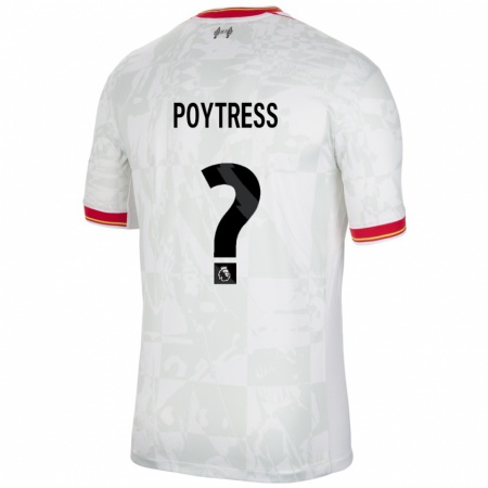 Kandiny Niño Camiseta Jacob Poytress #0 Blanco Rojo Negro Equipación Tercera 2024/25 La Camisa