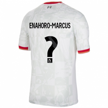 Kandiny Niño Camiseta Louis Enahoro-Marcus #0 Blanco Rojo Negro Equipación Tercera 2024/25 La Camisa