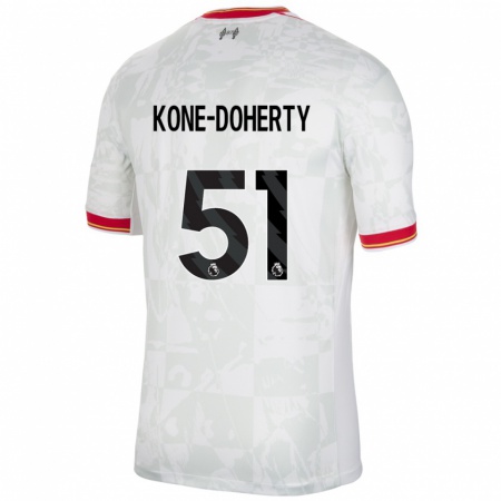 Kandiny Kinderen Trent Kone-Doherty #51 Wit Rood Zwart Thuisshirt Derde Tenue 2024/25 T-Shirt