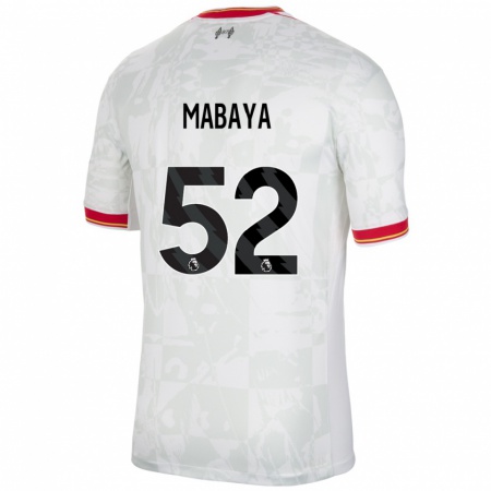 Kandiny Niño Camiseta Isaac Mabaya #52 Blanco Rojo Negro Equipación Tercera 2024/25 La Camisa