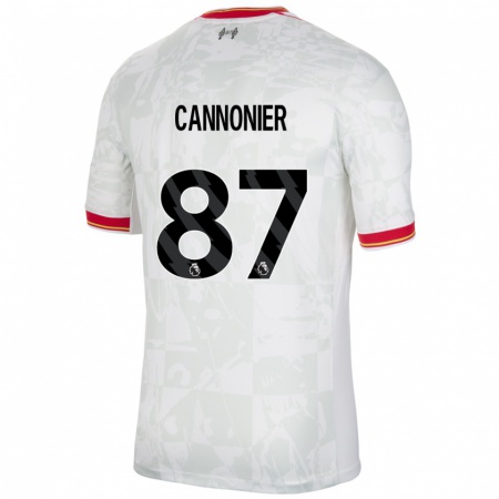 Kandiny Niño Camiseta Oakley Cannonier #87 Blanco Rojo Negro Equipación Tercera 2024/25 La Camisa