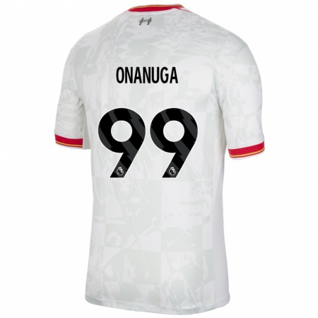 Kandiny Niño Camiseta Fola Onanuga #99 Blanco Rojo Negro Equipación Tercera 2024/25 La Camisa