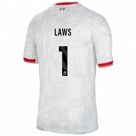 Kandiny Niño Camiseta Rachael Laws #1 Blanco Rojo Negro Equipación Tercera 2024/25 La Camisa