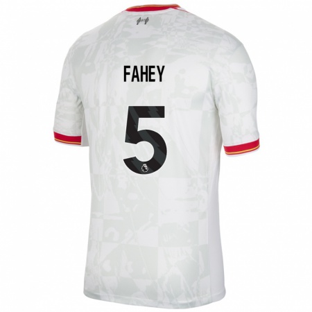 Kandiny Niño Camiseta Niamh Fahey #5 Blanco Rojo Negro Equipación Tercera 2024/25 La Camisa