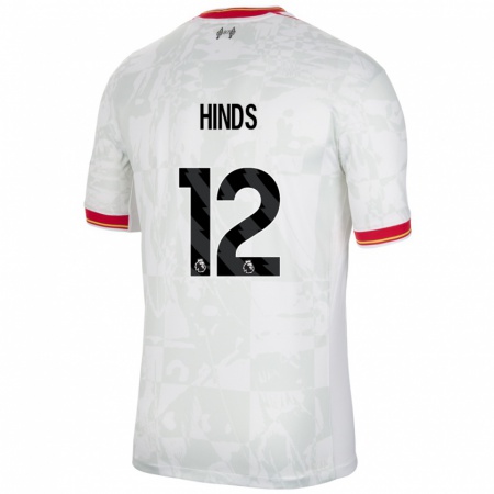 Kandiny Niño Camiseta Taylor Hinds #12 Blanco Rojo Negro Equipación Tercera 2024/25 La Camisa