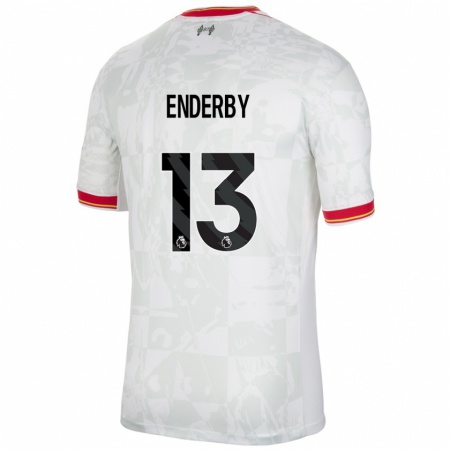 Kandiny Niño Camiseta Mia Enderby #13 Blanco Rojo Negro Equipación Tercera 2024/25 La Camisa